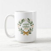 Elegante gouden en groene Waterverf kerstkrans Koffiemok (Links)