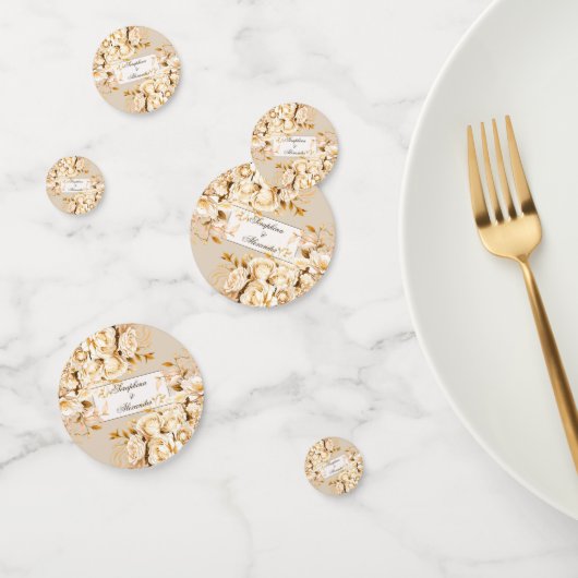 Elegante gouden en ivoorkleurige bloemen bruiloft confetti (Groep)