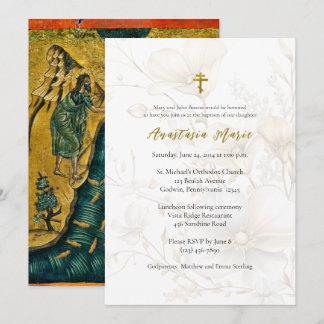 Elegante gouden en ivoorkleurige bloemen Orthodoxe Kaart