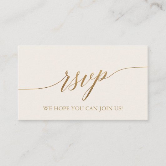 Elegante gouden en ivoorkleurige trouw QR-code RSV Informatiekaartje (Voorkant)