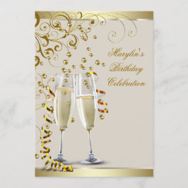 Elegante gouden en ivoorkleurige verjaardag kaart