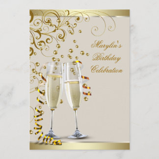 Elegante gouden en ivoorkleurige verjaardag kaart