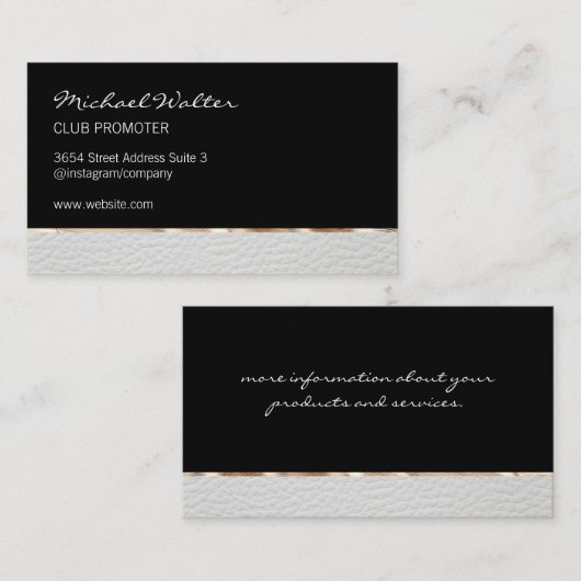 Elegante Gouden en Leren Afwerking Visitekaartje (Voorkant / Achterkant)