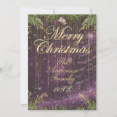 Elegante gouden en Paarse kerst Kaart (Voorkant)