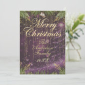 Elegante gouden en Paarse kerst Kaart (Staand voorkant)