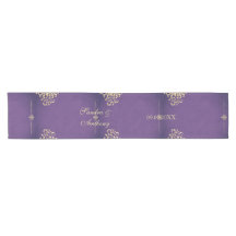 Elegante Gouden en Paarse Tafelloper