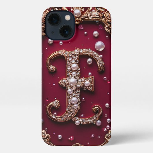 Elegante gouden en parel versierde brief iPhone hoesje (Achterkant)
