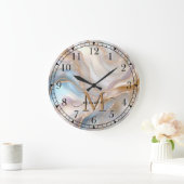 Elegante gouden en parelmoer monogram naam geperso grote klok (Huis)
