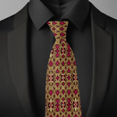 Elegante gouden en robijn patroon das