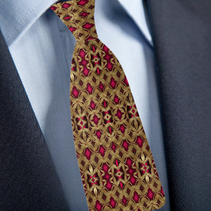 Elegante gouden en robijn patroon das