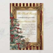 Elegante gouden en rode kerstfeest uitnodiging (Voorkant)