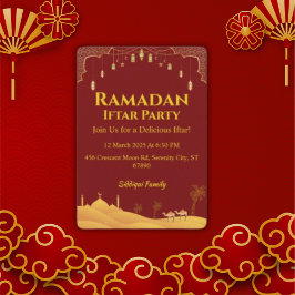 Elegante gouden en rode Ramadan iftar Party Kaart