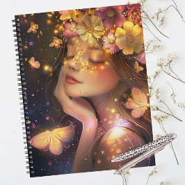 Elegante gouden en roze bloem met vlinders planner