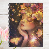 Elegante gouden en roze bloem met vlinders planner