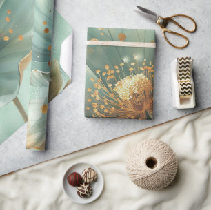 Elegante Gouden en Smaragden Klaproos Huwelijksver Cadeaupapier