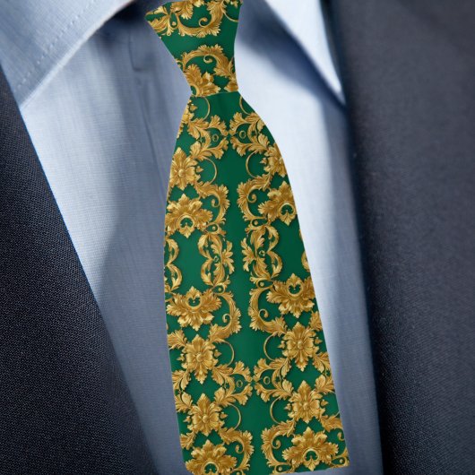 Elegante gouden en smaragdgroene das