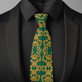 Elegante gouden en smaragdgroene das