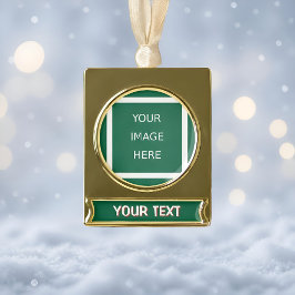Elegante gouden en smaragdgroene feestelijke fotop verguld banner ornament