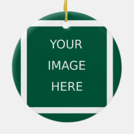 Elegante Gouden en Smaragdgroene Festive Fotoportr Keramisch Ornament