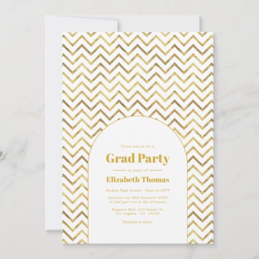 Elegante gouden en witte afstudeerpartijfoto kaart (Voorkant)