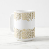 Elegante gouden en witte bloemige Paisley Koffiemok (Voorkant links)
