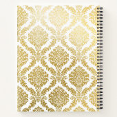 Elegante gouden en witte damast print gepersonalis notitieboek (Achterkant)