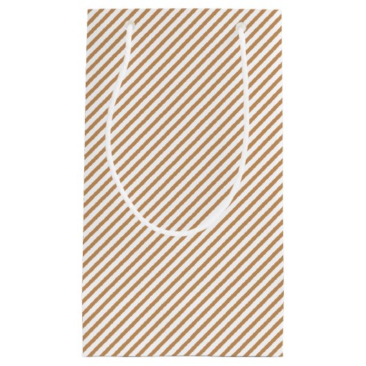 Elegante gouden en witte dunne strepen klein cadeauzakje (Voorkant)