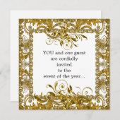 Elegante gouden en witte feestuitnodiging kaart (Voorkant / Achterkant)