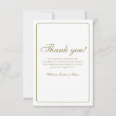 Elegante Gouden en Witte Huwelijk Dank u Kaart (Voorkant)