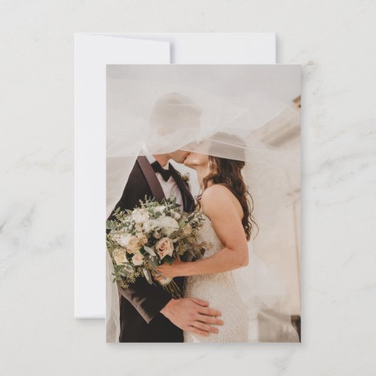 Elegante Gouden en Witte Huwelijk Dank u Kaart (Achterkant)