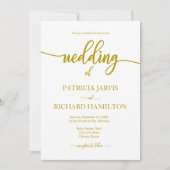 Elegante gouden en witte kalligrafie bruiloft kaart (Voorkant)