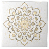 Elegante gouden en witte keramische Tegel Tegeltje (Voorkant)
