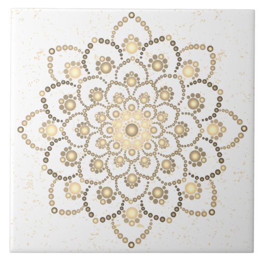 Elegante gouden en witte keramische Tegel Tegeltje (Voorkant)