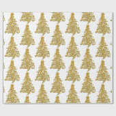 Elegante gouden en witte kerstboom cadeaupapier (Vlak)