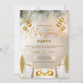 Elegante gouden en witte kerstviering kaart (Voorkant)