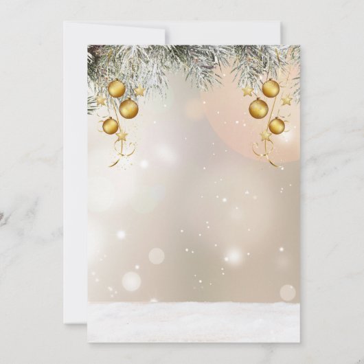 Elegante gouden en witte kerstviering kaart (Achterkant)