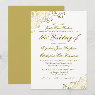 Elegante gouden en witte klassieke stijl formele b kaart