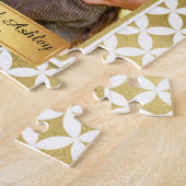 Elegante Gouden en Witte Koppel Fotopuzzel Legpuzzel (Zijkant)