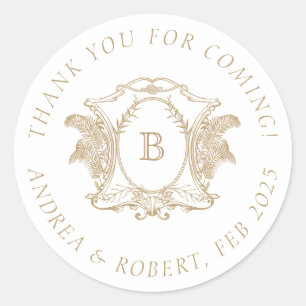 Elegante gouden en witte monogramzegel ronde sticker
