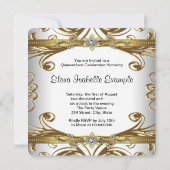 Elegante gouden en witte Quinceanera-uitnodigingen Kaart (Achterkant)