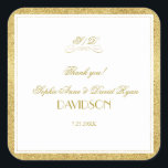 Elegante gouden en witte rand bruiloft vierkante sticker<br><div class="desc">Eenvoud en elegant: een nep gouden dubbele rand op een witte achtergrond,  prachtige lettertypen en bijpassende kleuren. Gebruik het aanpassingsgereedschap om uw informatie toe te voegen. Voor bijpassende items kunt u mijn Elegante gouden en witte rand bruiloft bezoeken.</div>