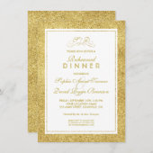 Elegante gouden en witte rand PROEFHuwelijksdiner Kaart (Voorkant / Achterkant)