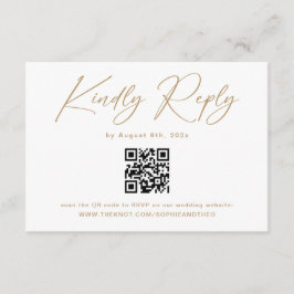 Elegante gouden en witte trouw-RSVP-Qr-code  Informatiekaartje