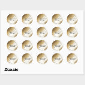 Elegante gouden en witte werveling retour adreslab ronde sticker (Vel)