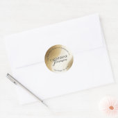 Elegante gouden en witte werveling retour adreslab ronde sticker (Envelop)