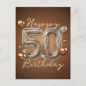 Elegante gouden en zilveren accenten 50e verjaarda briefkaart (Voorkant)