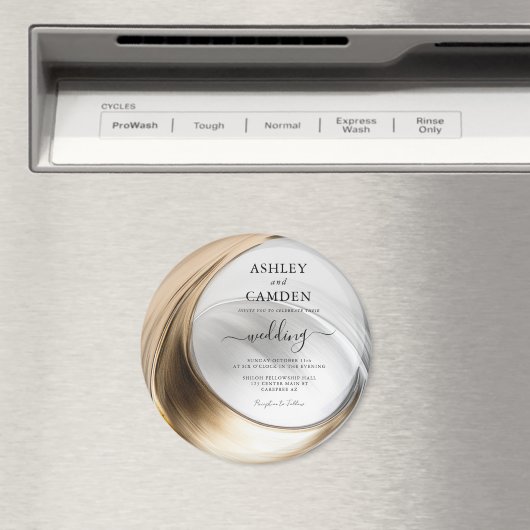 Elegante gouden en zilveren bruiloft uitnodiging magneet (Insitu (Vaatwasser))