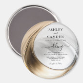 Elegante gouden en zilveren bruiloft uitnodiging magneet (Voorkant / Achterkant)