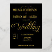 Elegante gouden en zilveren folie Minimale bruilof Folie Uitnodiging (Voorkant)