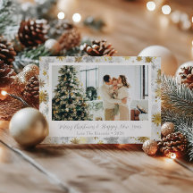 Elegante gouden en zilveren sneeuwvlok kerstfoto